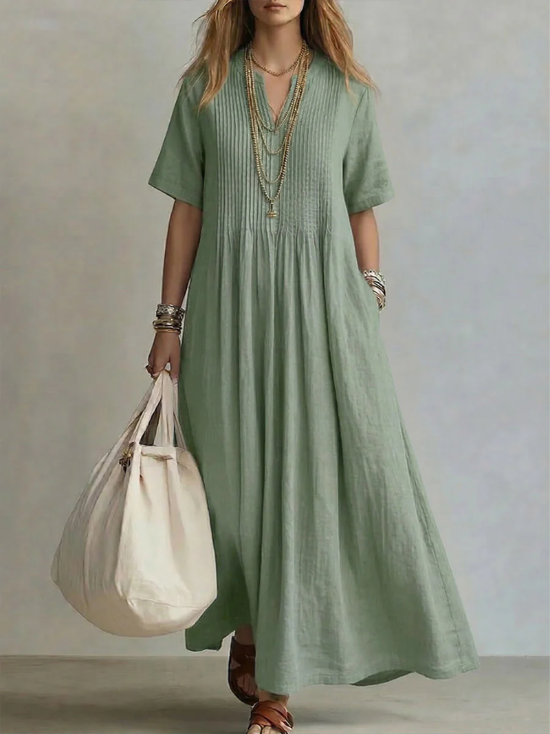 Betsaida - Elegante Abito Con Scollo a V e Maniche Corte