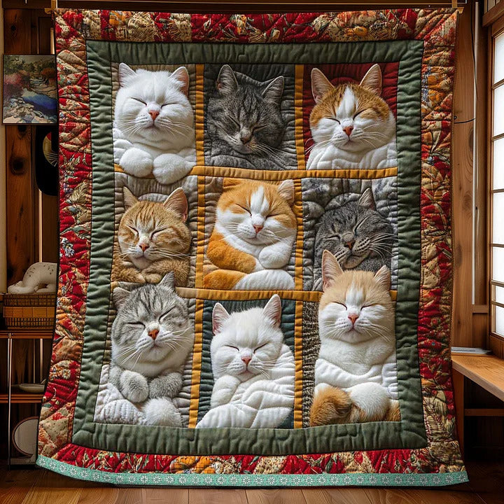 CozyCats - Coperta con Stampa di Gatti Reali Addormentati