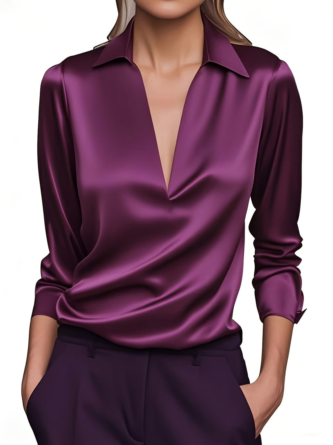 Kyrra – Elegante Camicetta In Raso Con Scollo a V