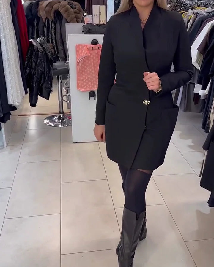 Shireen - Abito Con Collo Alto e Bottoni Metallici