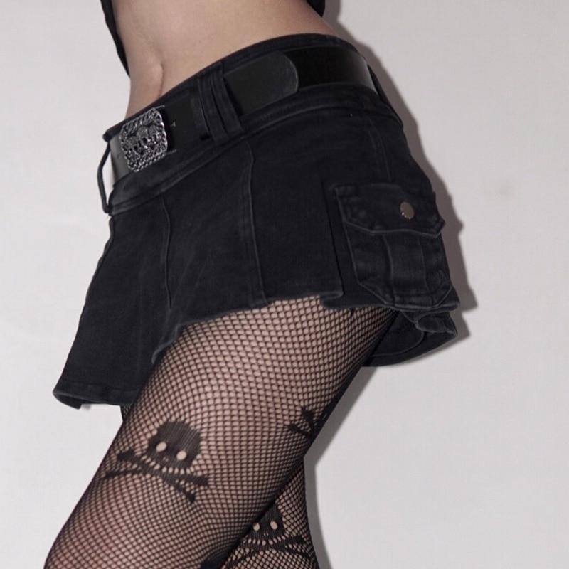 Linda - Minigonna in Denim Plissettata Con Cintura