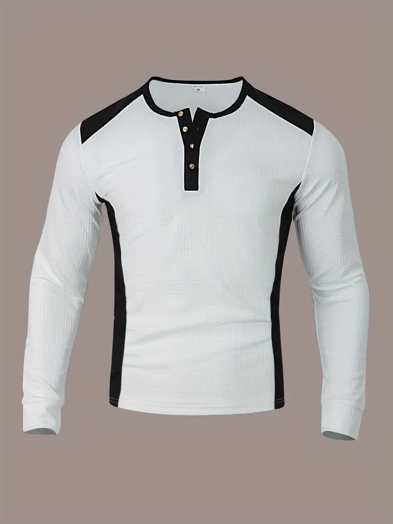 Kyran - Camicia Henley A Maniche Lunghe Con Motivo A Nido d'Ape