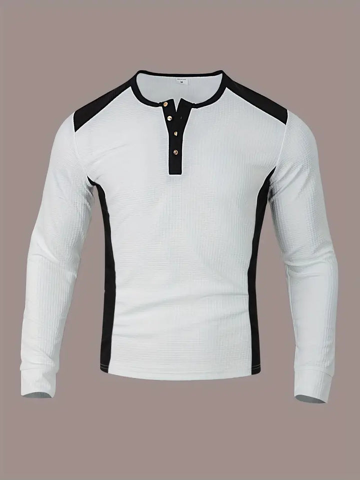 Kyran - Camicia Henley A Maniche Lunghe Con Motivo A Nido d'Ape