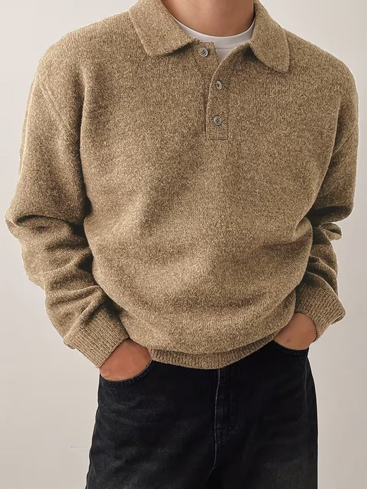 Yusif - Maglione in Maglia a Maniche Lunghe Con Bottoni