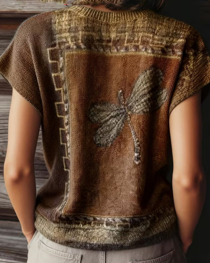 Dyniza - Maglione Lavorato a Maglia Con Stampa a Libellula