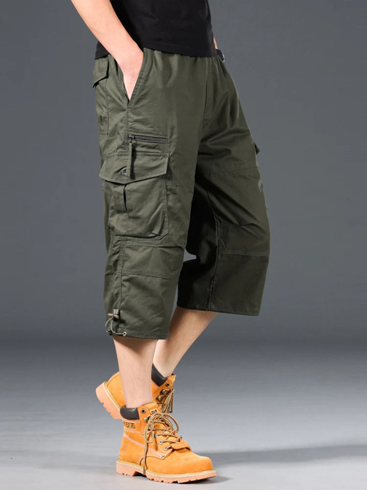 Esman - Pantaloncini Cargo con Elastico in Vita