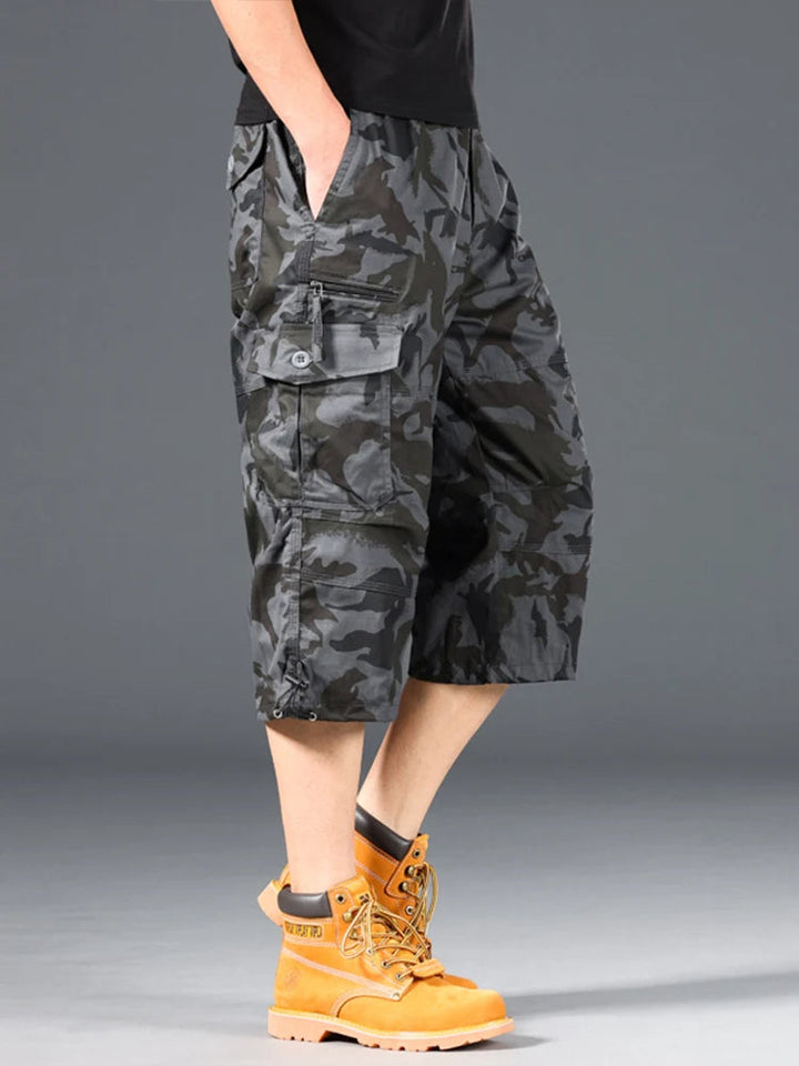 Esman - Pantaloncini Cargo con Elastico in Vita