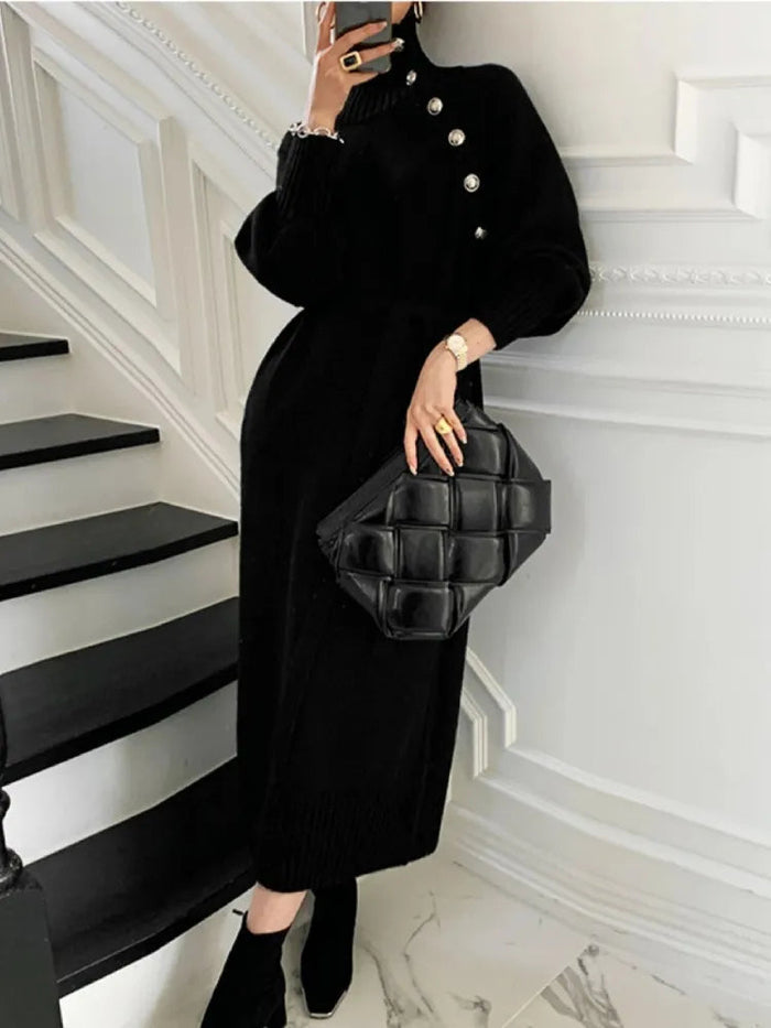 Nassra - Elegante Abito Con Collo Alto