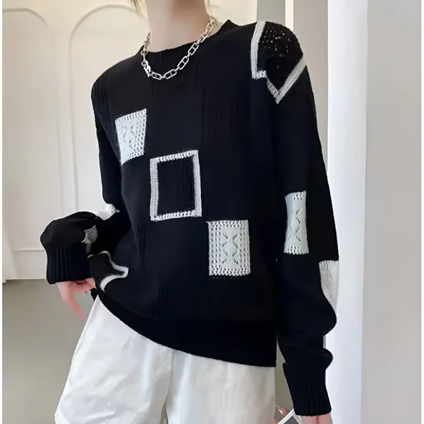 Raschele - Maglione Lavorato A Maglia Con patchwork Geometrico