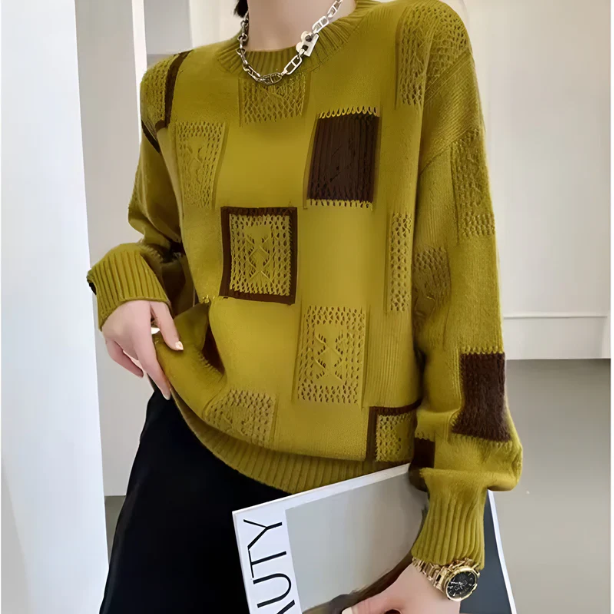 Raschele - Maglione Lavorato A Maglia Con patchwork Geometrico