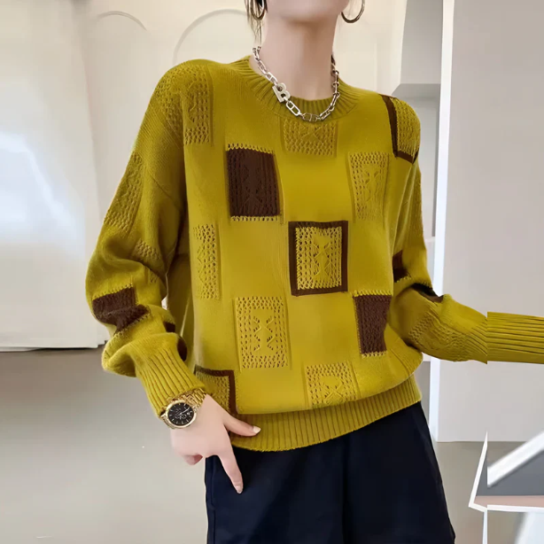Raschele - Maglione Lavorato A Maglia Con patchwork Geometrico