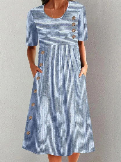 Archita - Elegante Abito Midi a Righe