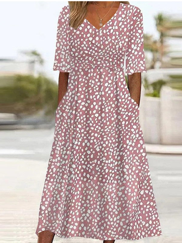 Ester - Abito midi a Pois con Scollo a V