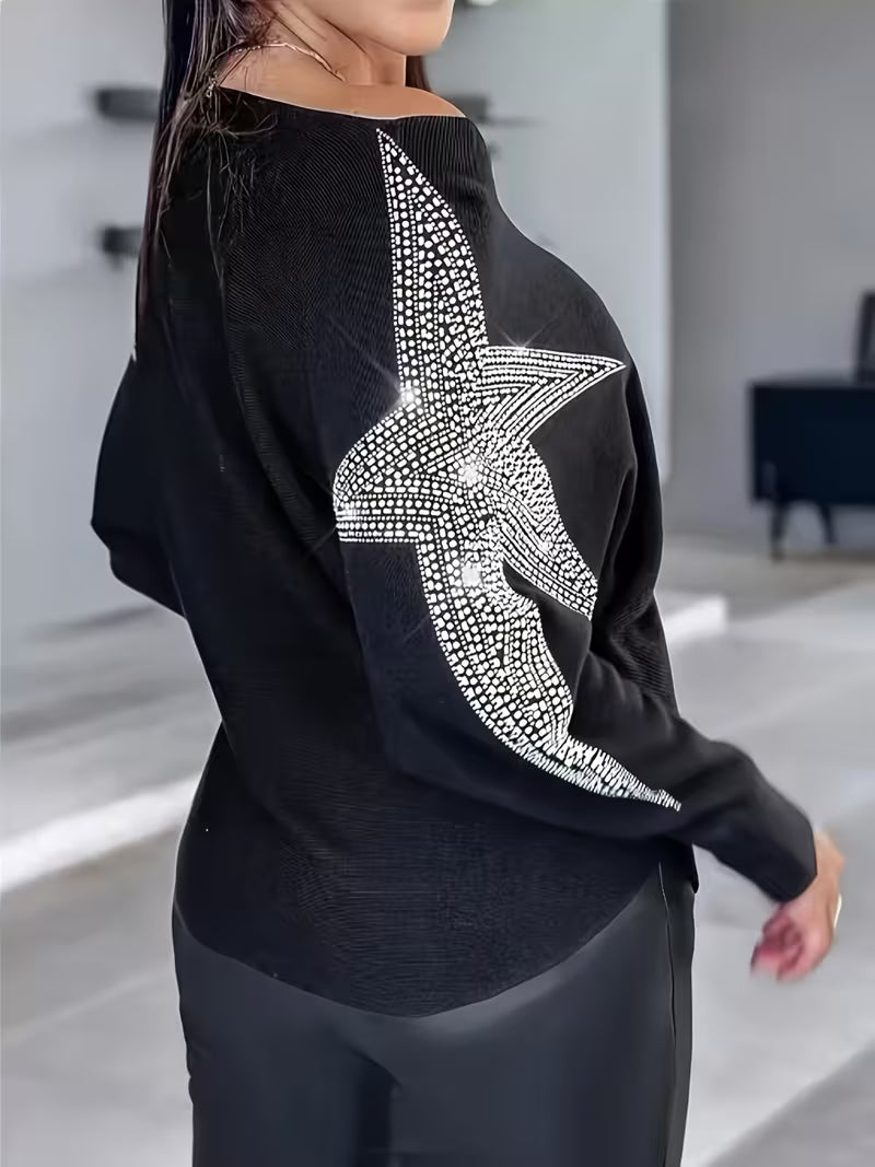 Bernardino - Elegante Maglione a Maniche Lunghe Con Stampa a Stelle