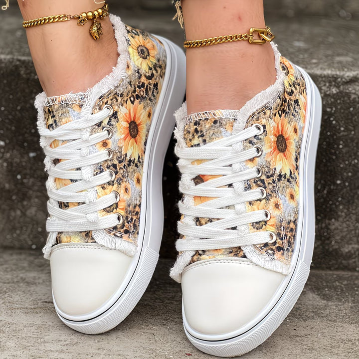 Portia - Sneaker Con Lacci e Stampa Girasole