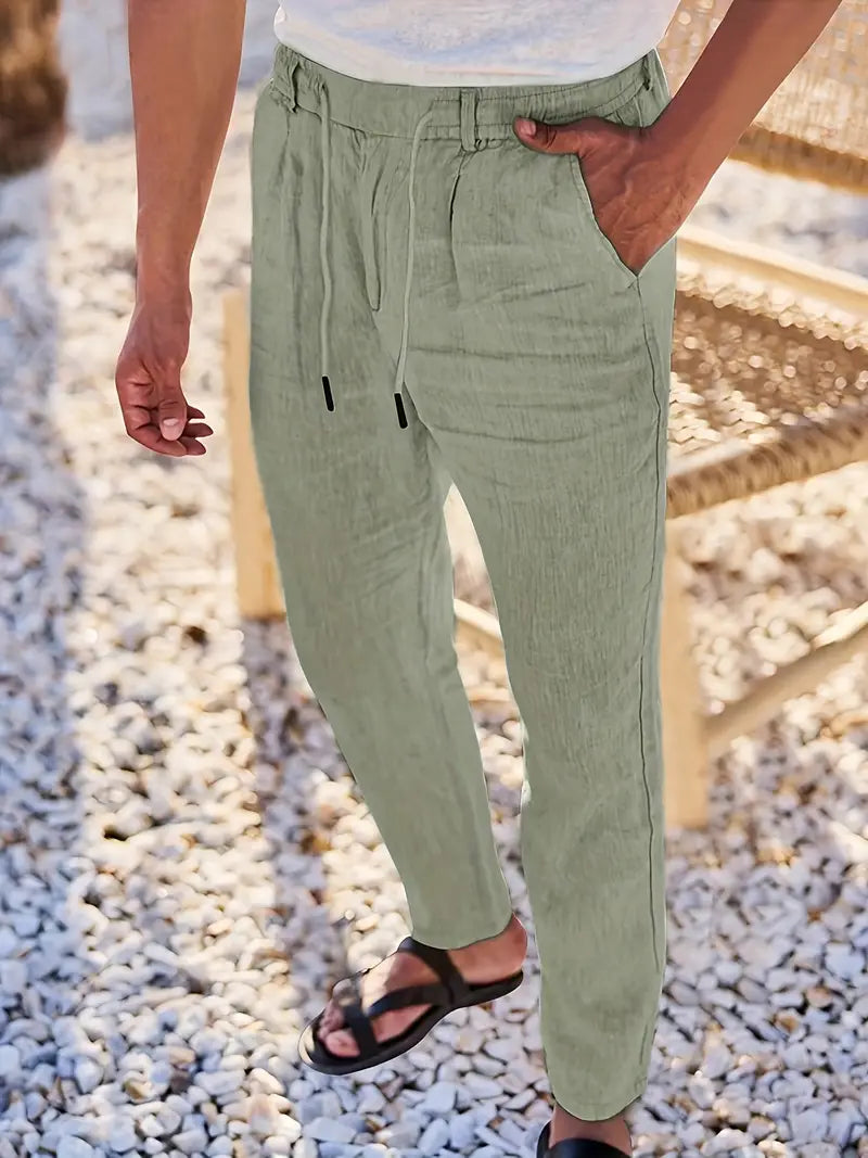 Nichols - Pantaloni Larghi In Lino Con Coulisse