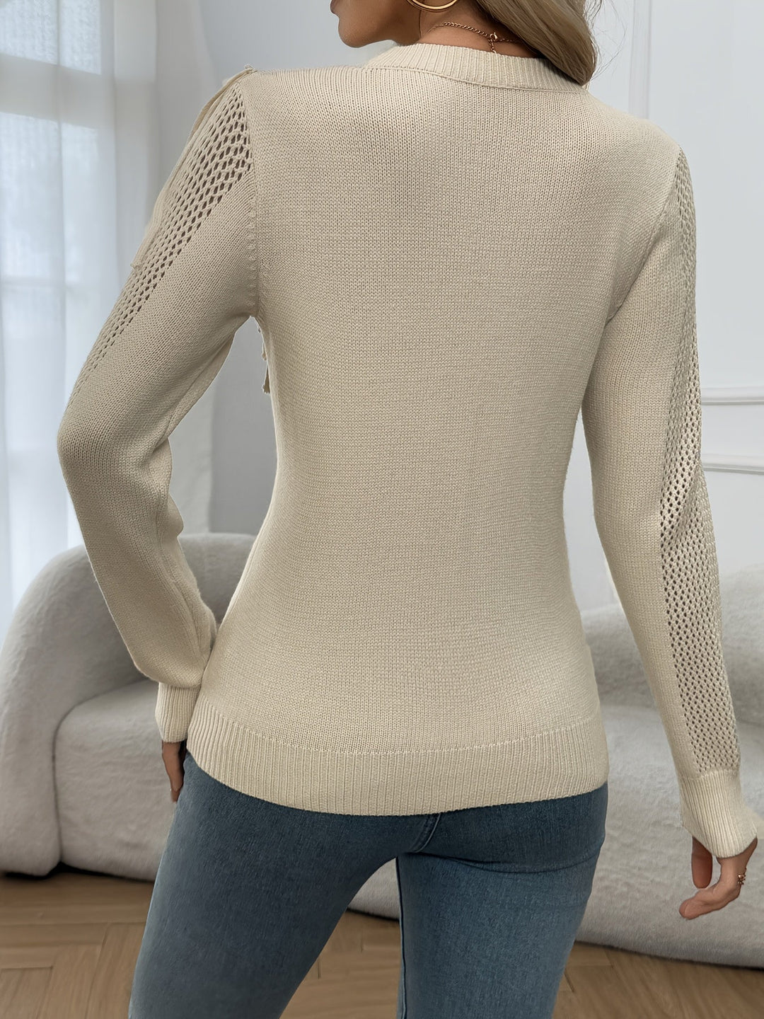 Thindra - Maglione Con Frange e Maniche Lunghe