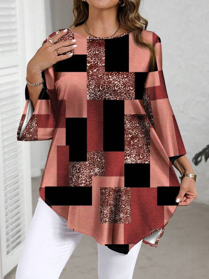 Nurit - Camicetta Oversize a Quadri Con Stampa e Maniche Corte