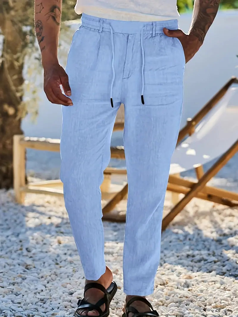 Nichols - Pantaloni Larghi In Lino Con Coulisse