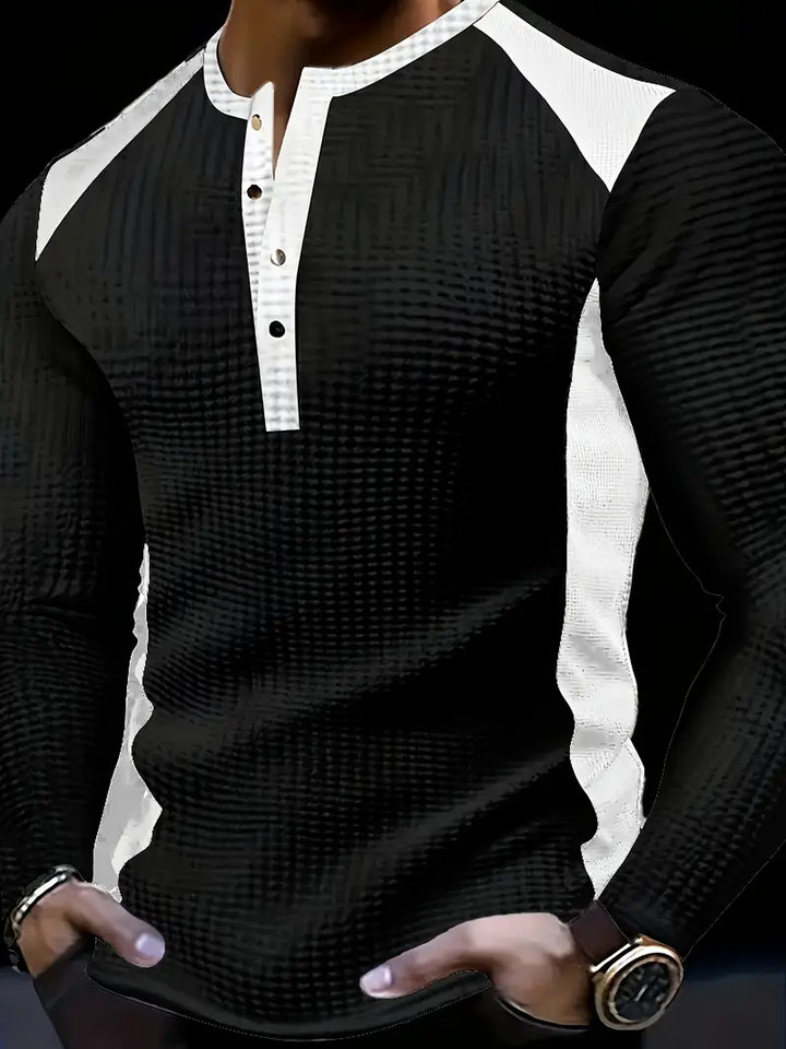 Kyran - Camicia Henley A Maniche Lunghe Con Motivo A Nido d'Ape