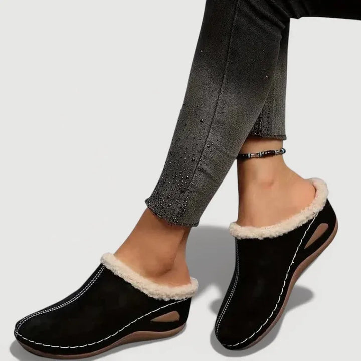 Achly - Pantofole Con Zeppa in Denim Felpato