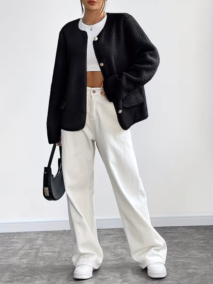 Viktorija - Elegante Giacca Con Collo Rotondo e Bottoni