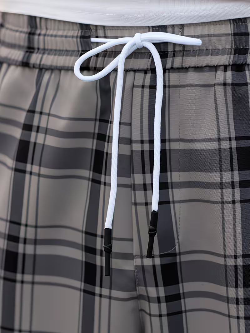 Idriz - Pantaloni a Quadri Con Elastico in Vita
