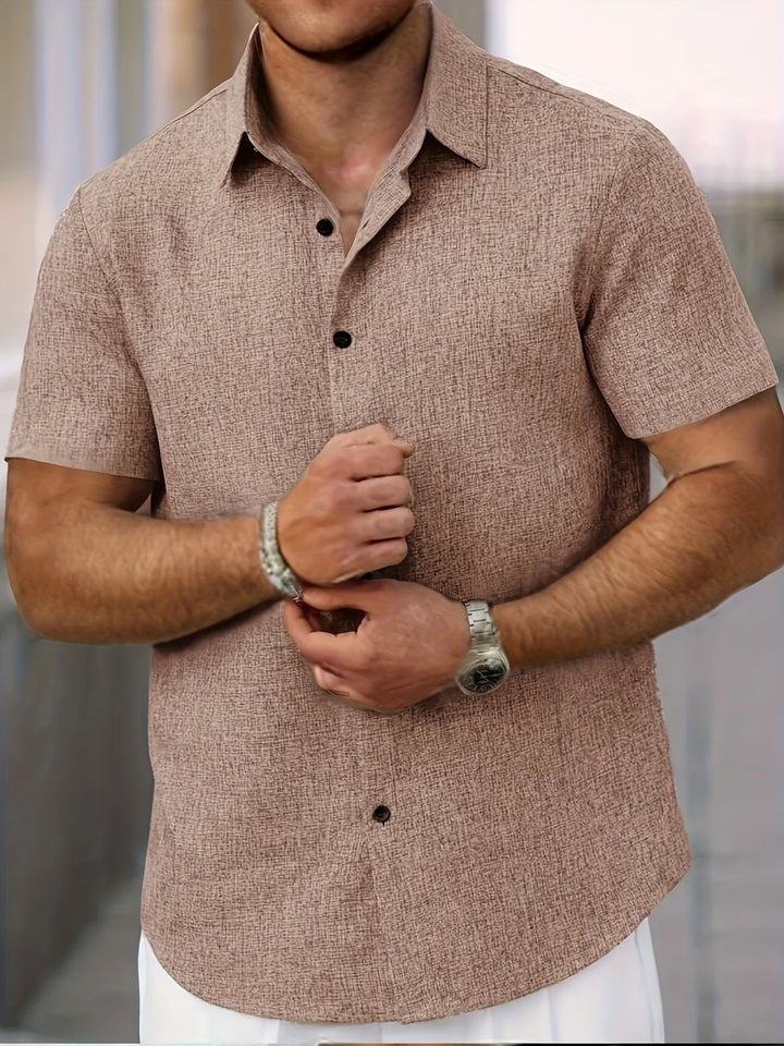 Dwight - Camicia Leggera In Misto Lino A Maniche Corte