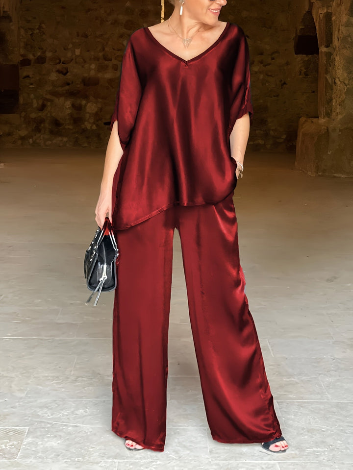 Ashlee - Elegante Completo A Due Pezzi Con Maniche Corte
