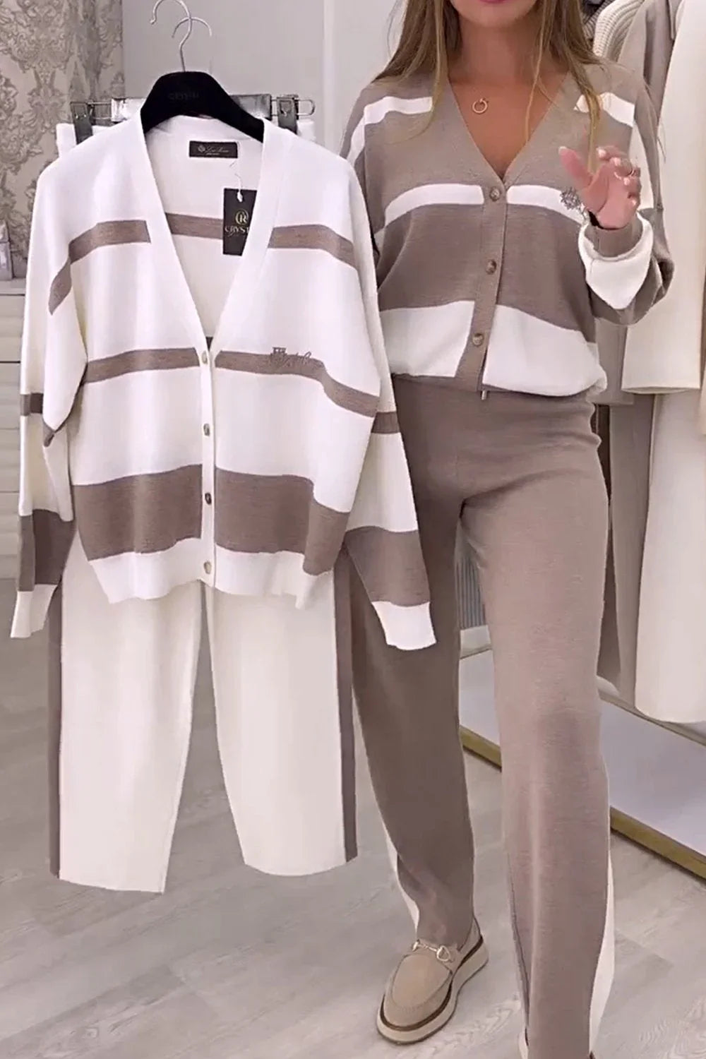 Fridolina - Set Di Due Pezzi Lavorato a Maglia Alla Moda