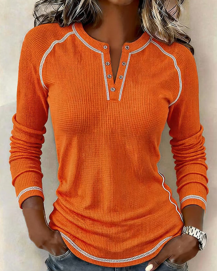 Maisy - Maglia Henley a Rombi Con Maniche Lunghe