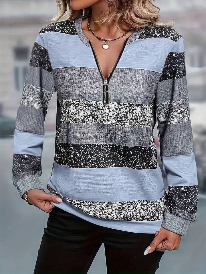 Avital - Maglione Casual a Righe Con Cerniera