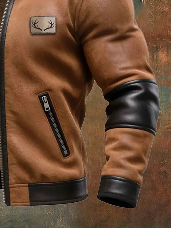 Labuschagne - Giacca Calda in Pelle e Camoscio Vintage