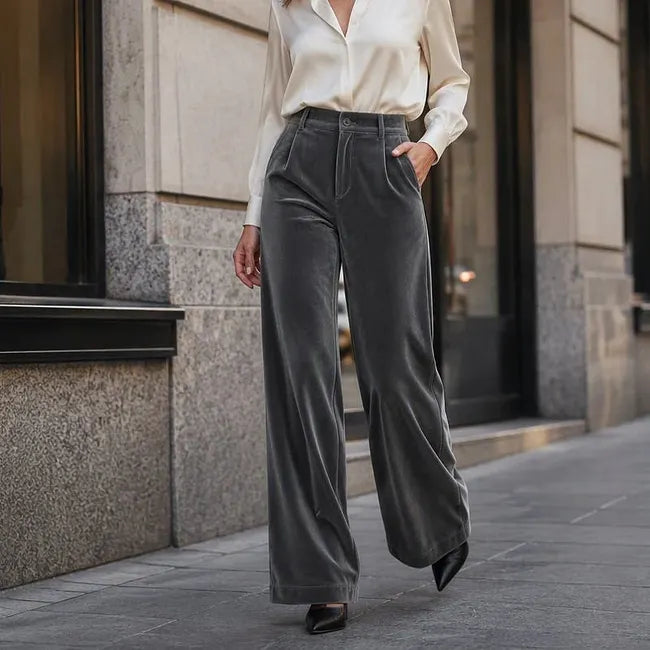 Jana - Pantaloni Vita Alta Gamba Larga