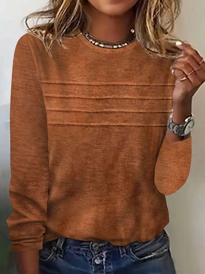 Kaelis - Top Casuale Con Scollo Rotondo e Maniche Lunghe