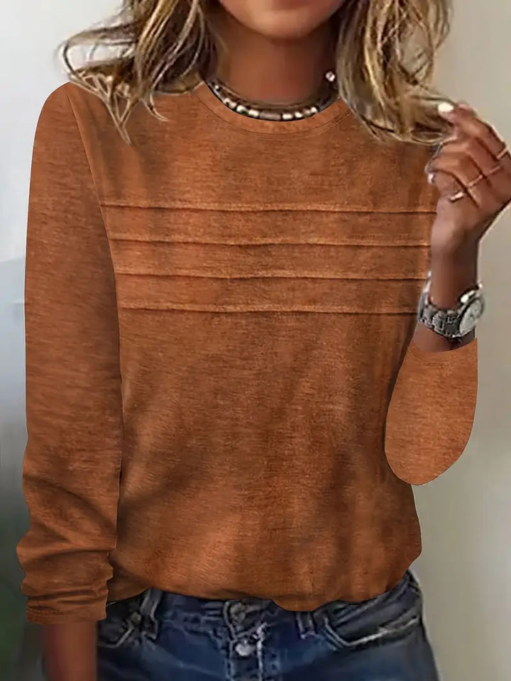 Kaelis - Top Casuale Con Scollo Rotondo e Maniche Lunghe