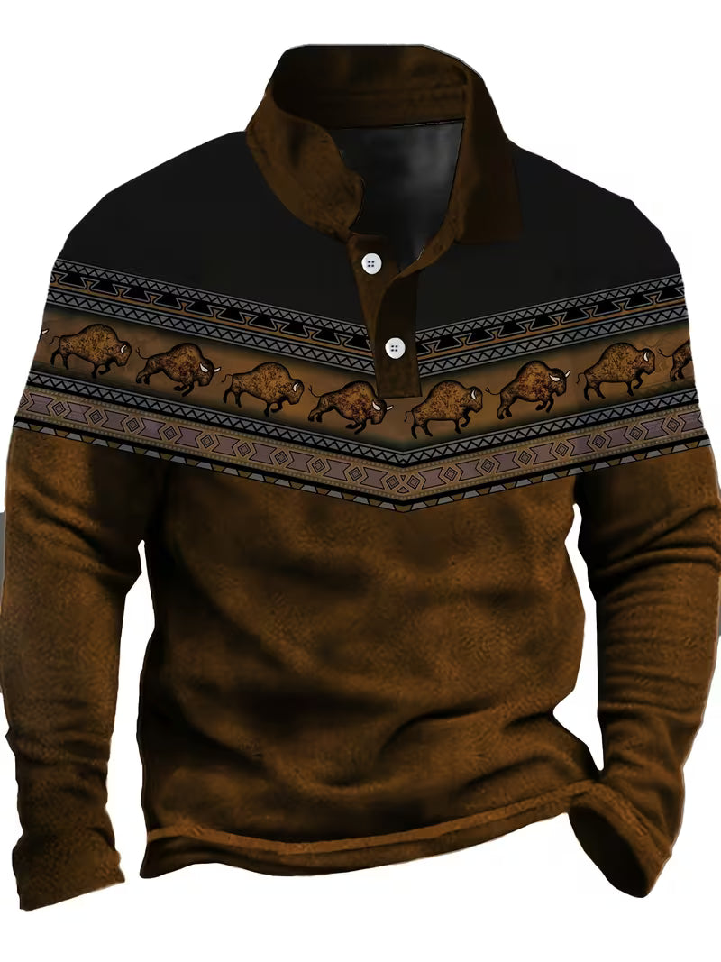 Tamas - Polo Casual Vintage Con Stampa 3D a Colori