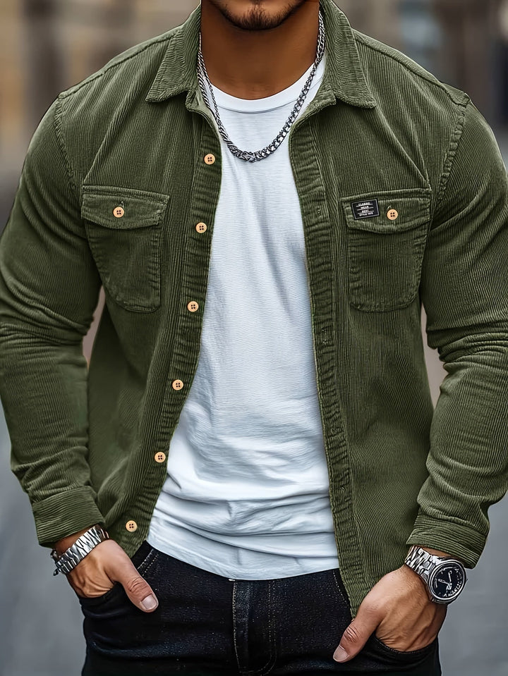 Felipe - Camicia Informale Velluto Coste Con Bottoni