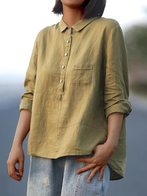 Winona - Camicia a Maniche Lunghe con Tasca Frontale e Bottoni