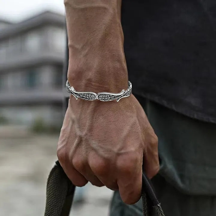 Maynard - Bracciale vintage con ali d'angelo in Argento