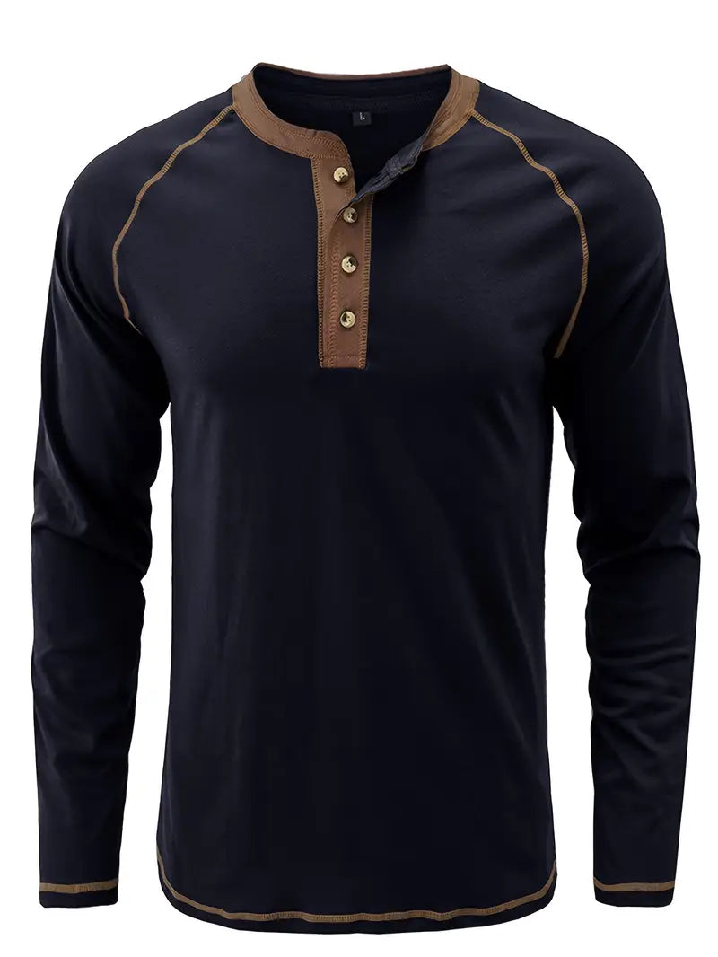 Sharma - Camicia Henley a Maniche Lunghe Con Collo Rotondo