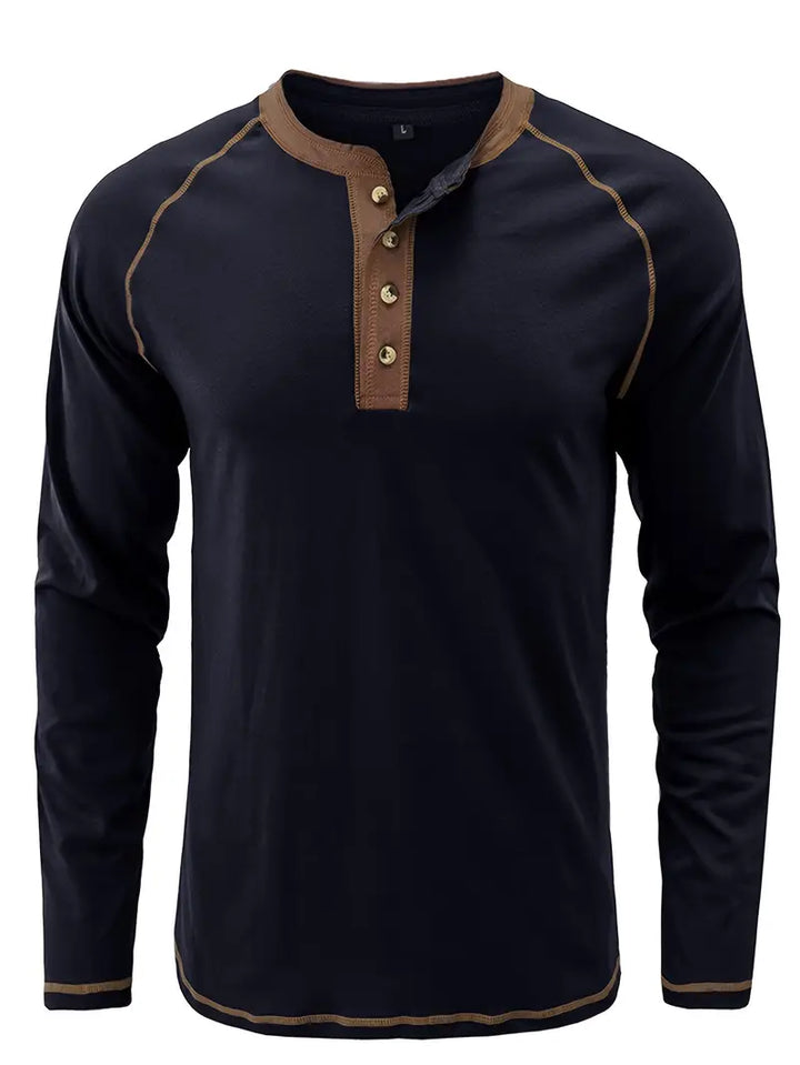 Sharma - Camicia Henley a Maniche Lunghe Con Collo Rotondo