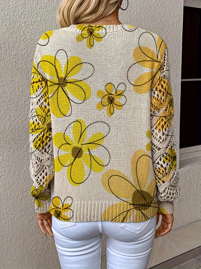 Marzena - Elegante Maglione a Maniche Lunghe Con Stampa Floreale