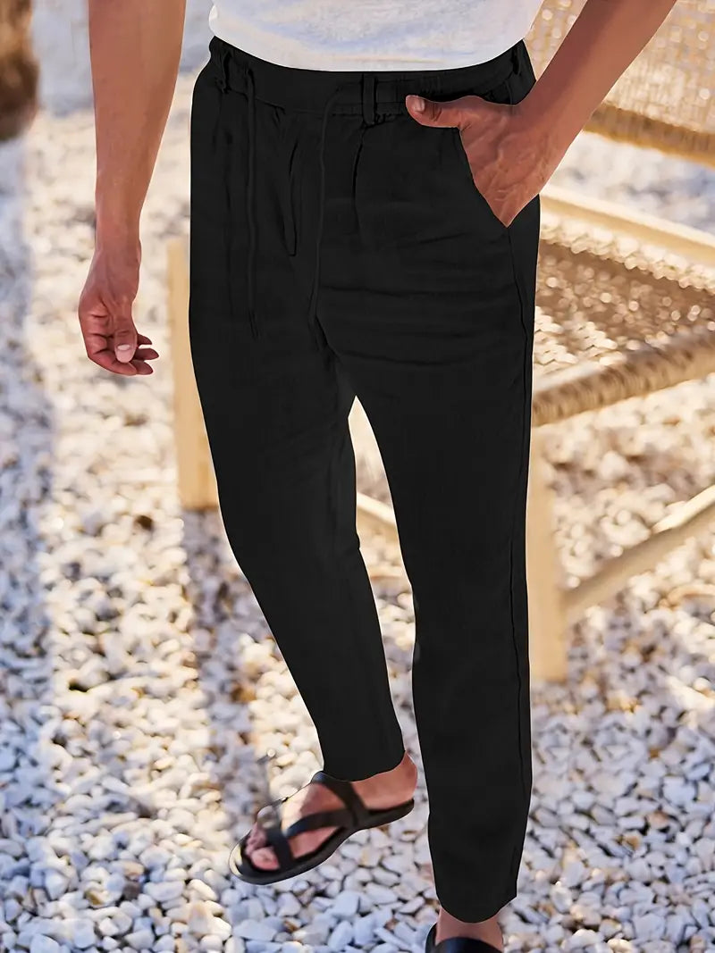 Nichols - Pantaloni Larghi In Lino Con Coulisse