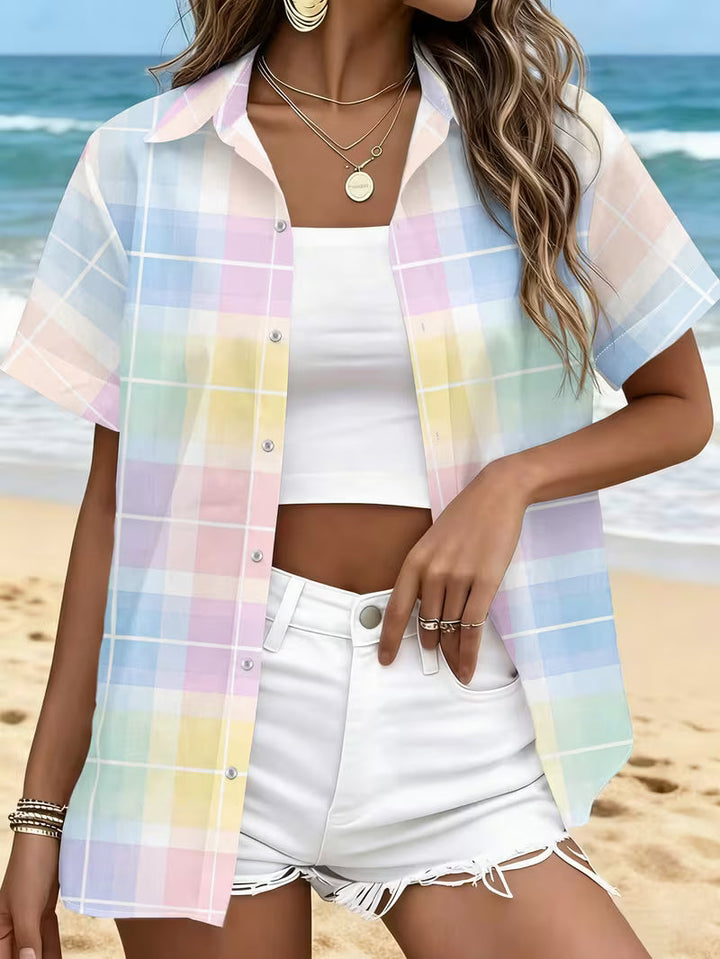 Harrell - Camicia a Maniche Corte con Motivo Scozzese