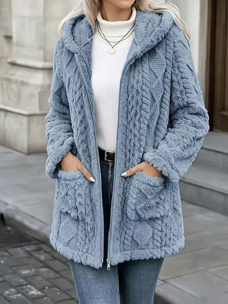 Elima - Cardigan Con Cappuccio, Fodera in Peluche Su Entrambi I Lati E Chiusura Con Cerniera