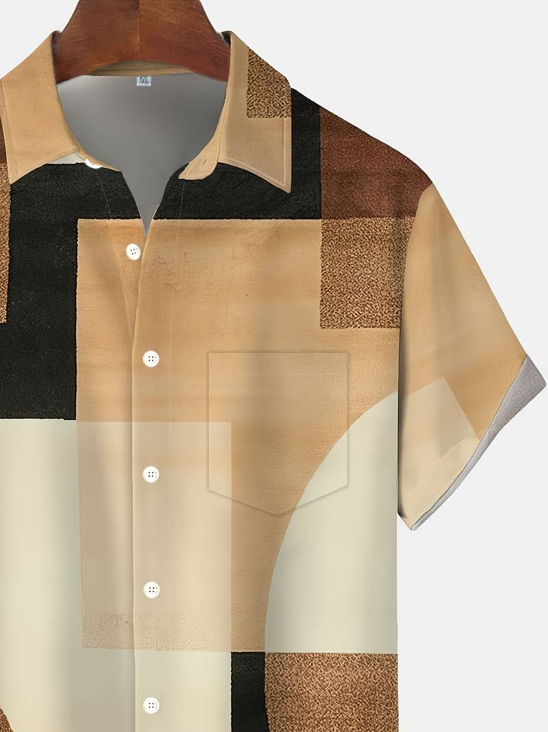 Boucher - Camicia a Maniche Corte Con Stampa Geometrica Vintage E Bottoni