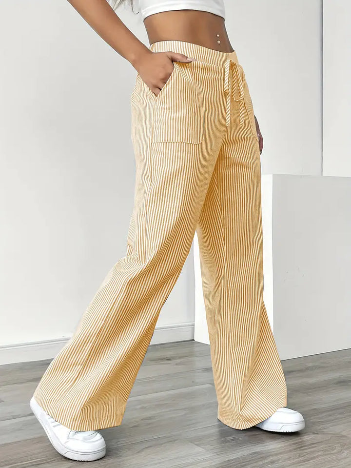 Alina - Elegante Pantalone A Righe Con Tasche