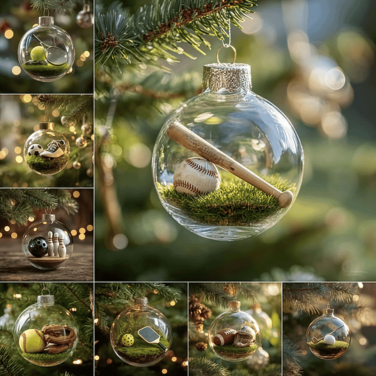 MerryBall - Palla di Vetro Decorativa Natalizia in Stile Sportivo