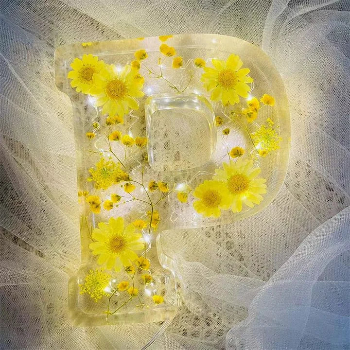 FloraShine - Lampada Da Notte in Resina Con Fiori Fatti a Mano